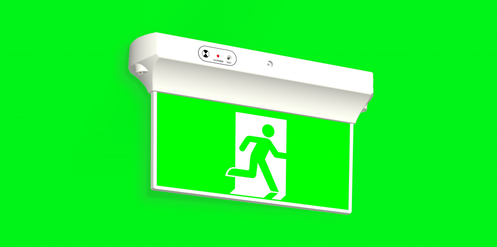 Exit Sign on Green Background